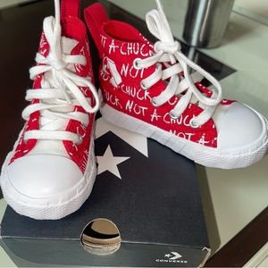 5c university red/white "not your chuck" converse